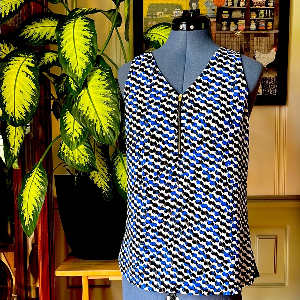 Express Blue and Black Patterned Women's Top